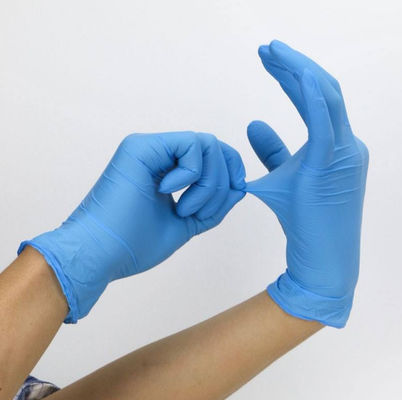 Mittlere Wegwerfnitril-Handschuhe, dauerhafte Nitril-Prüfungs-Handschuh-Blau-Farbe